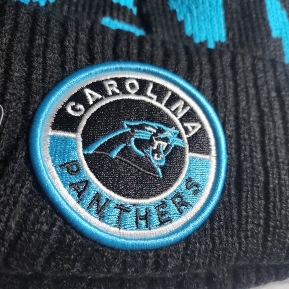 NWT Carolina Panthers Sports Knit Pom Beanie Fleece Lining OSFA Unisex - Picture 2 of 6
